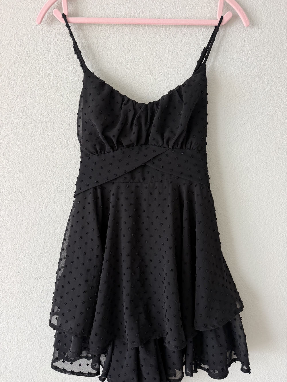 Altar'd State Black Swiss Dot Mini Dress